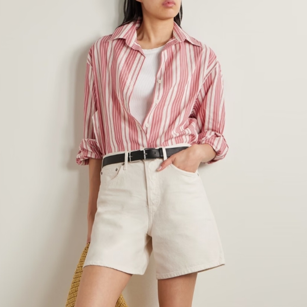 AGOLDE Dame High Rise Baggy Shorts in White Size 26 NEW